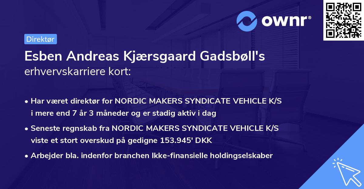 Esben Andreas Kjærsgaard Gadsbøll's erhvervskarriere kort