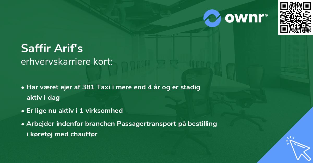 Saffir Arif's erhvervskarriere kort