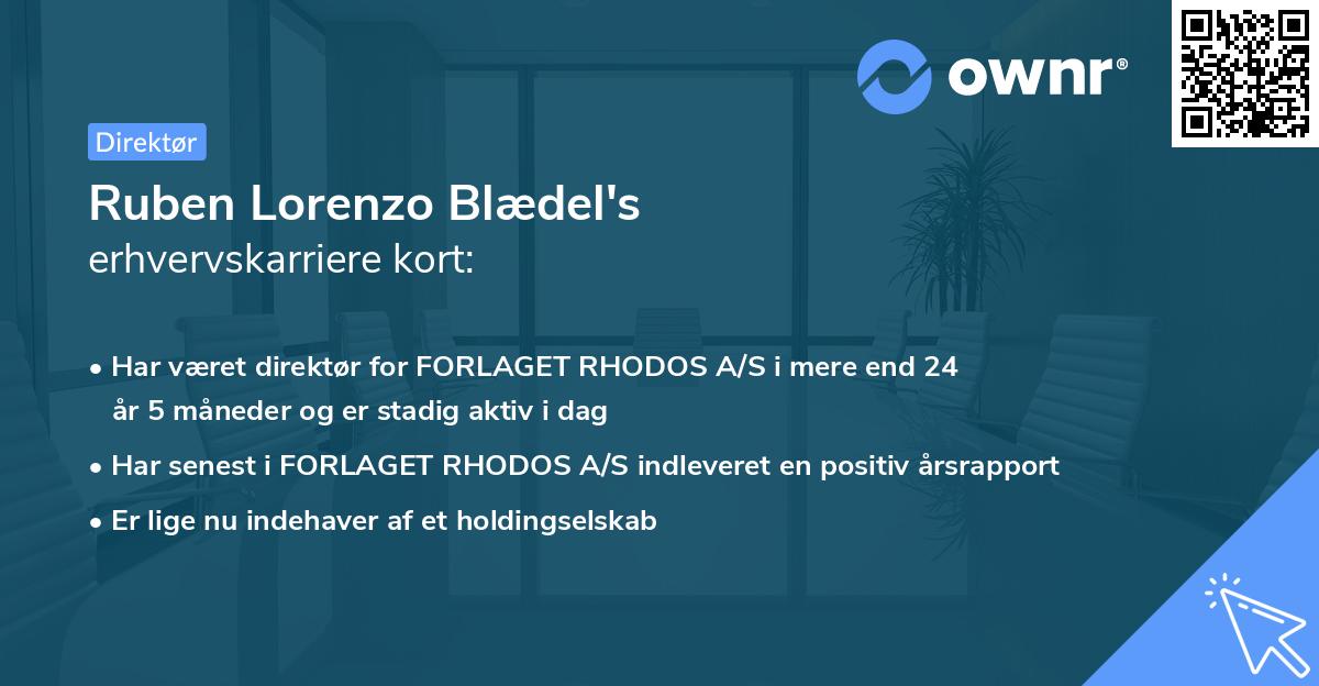 Ruben Lorenzo Blædel's erhvervskarriere kort