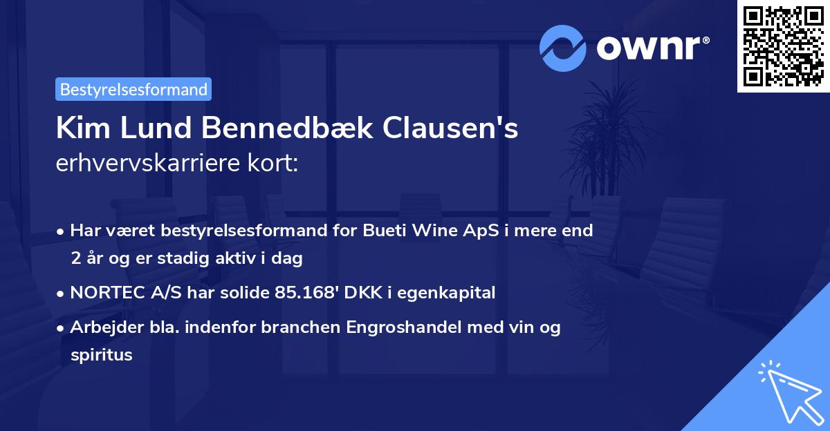 Kim Lund Bennedbæk Clausen's erhvervskarriere kort