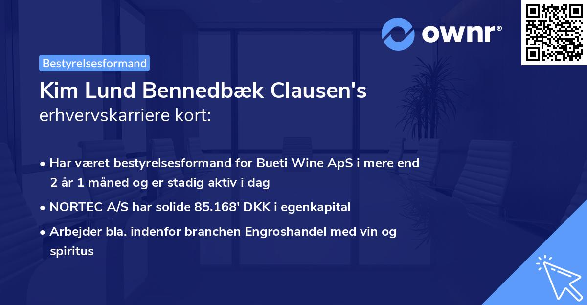 Kim Lund Bennedbæk Clausen's erhvervskarriere kort