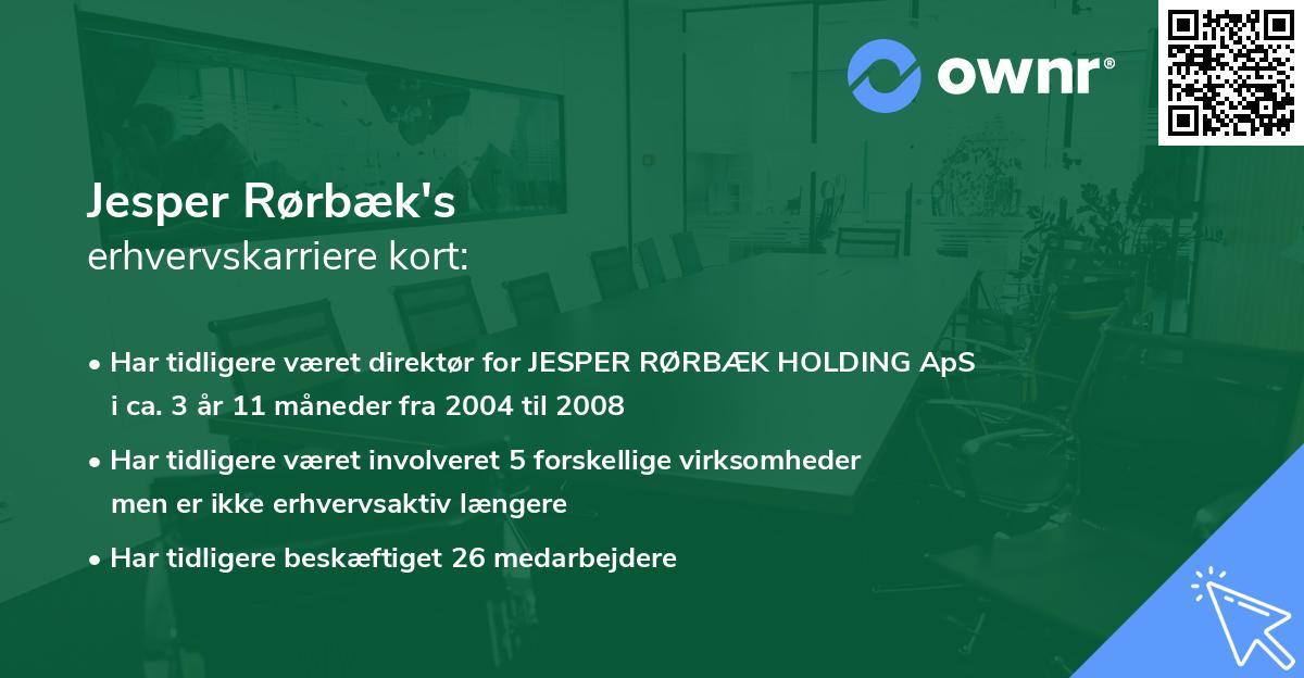 Jesper Rørbæk's erhvervskarriere kort