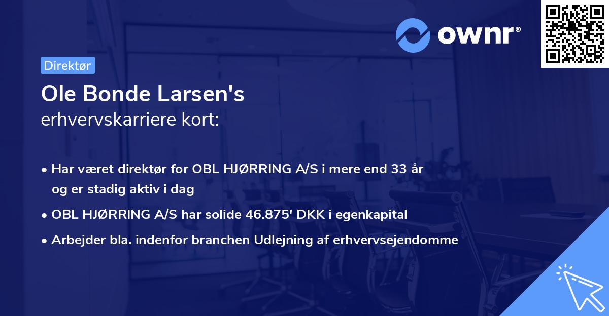 Ole Bonde Larsen's erhvervskarriere kort