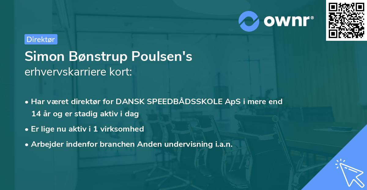 Simon Bønstrup Poulsen's erhvervskarriere kort