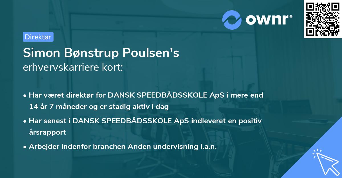 Simon Bønstrup Poulsen's erhvervskarriere kort