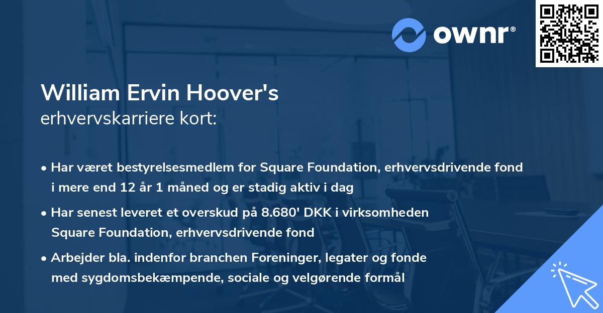 William Ervin Hoover's erhvervskarriere kort