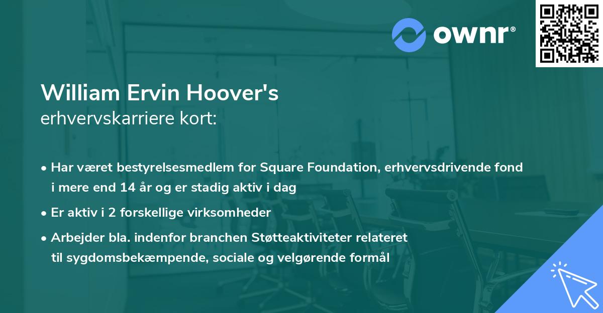 William Ervin Hoover's erhvervskarriere kort
