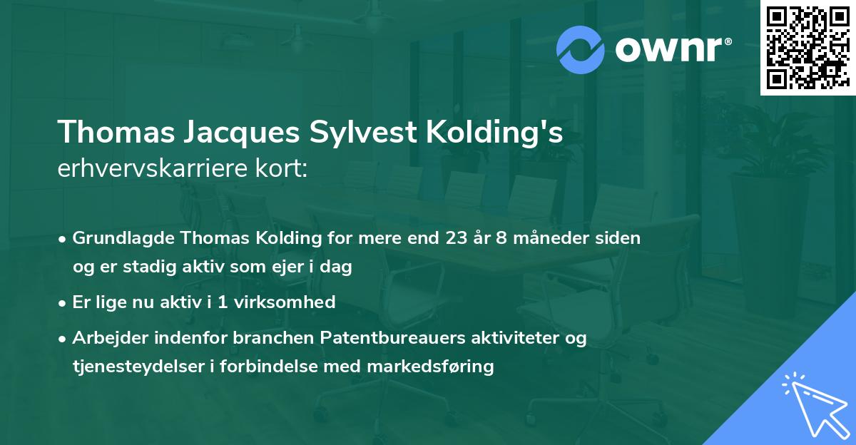 Thomas Jacques Sylvest Kolding's erhvervskarriere kort