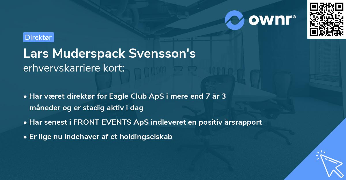 Lars Muderspack Svensson's erhvervskarriere kort