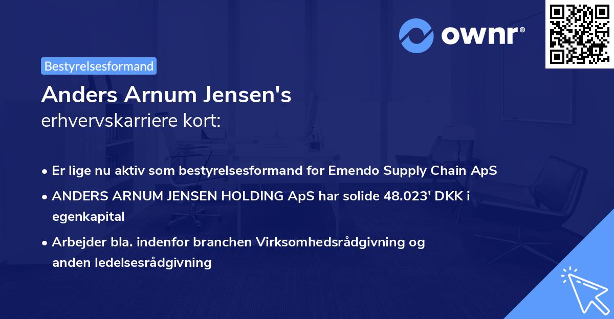 Anders Arnum Jensen's erhvervskarriere kort