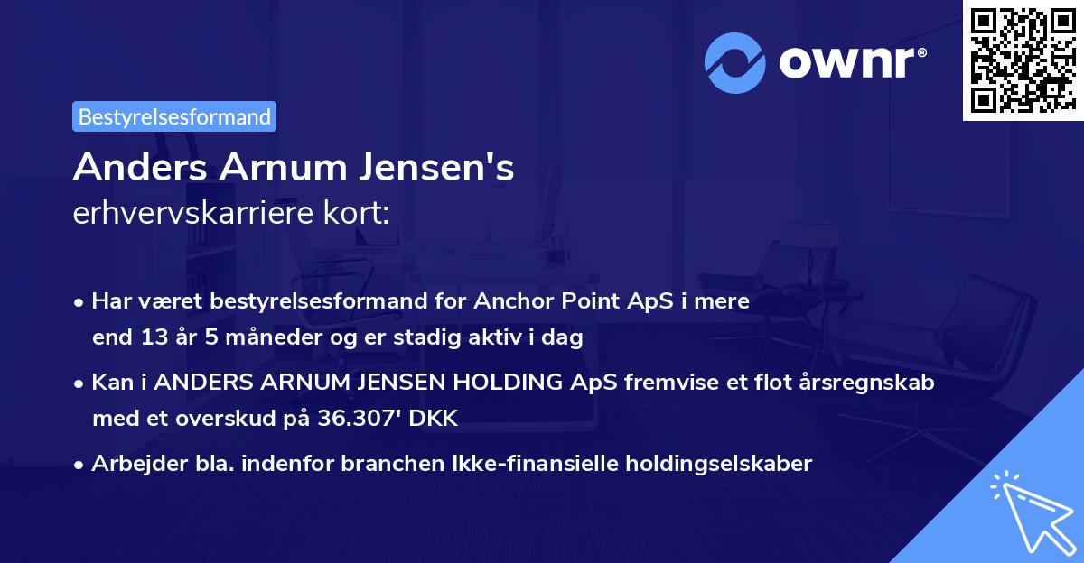 Anders Arnum Jensen's erhvervskarriere kort