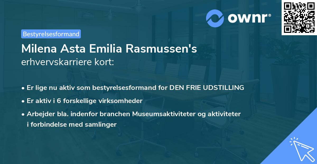 Milena Asta Emilia Rasmussen's erhvervskarriere kort