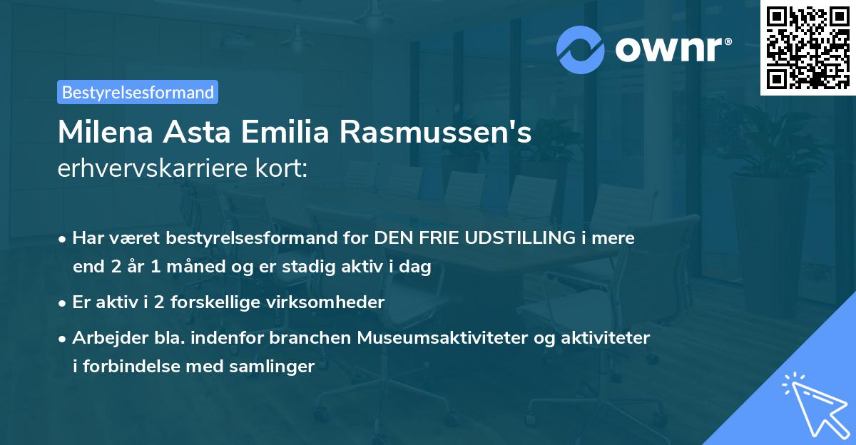 Milena Asta Emilia Rasmussen's erhvervskarriere kort