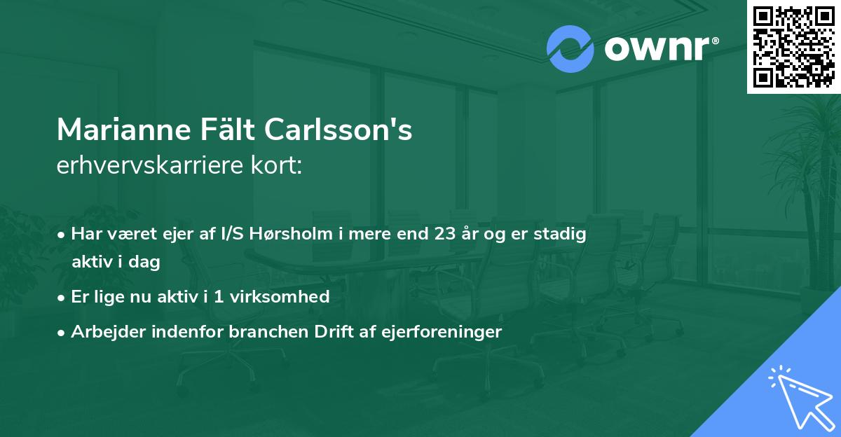 Marianne Fält Carlsson's erhvervskarriere kort