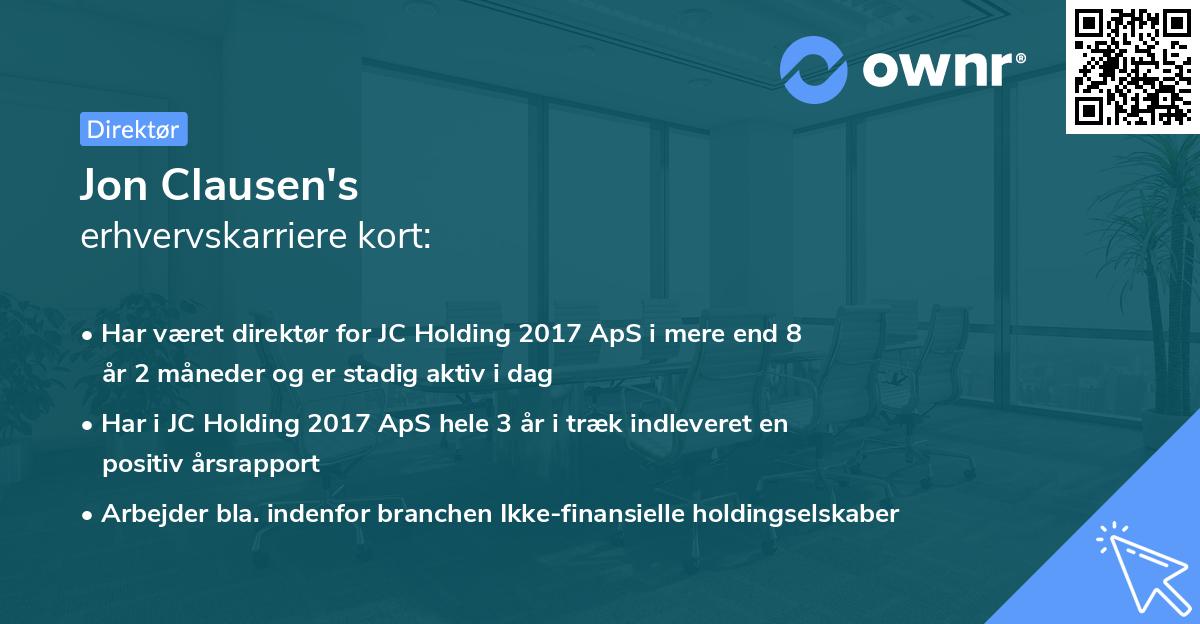 Jon Clausen's erhvervskarriere kort