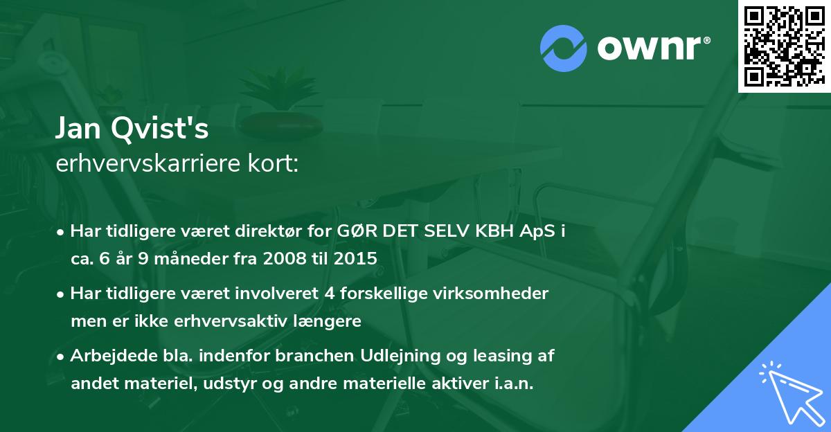 Jan Qvist's erhvervskarriere kort