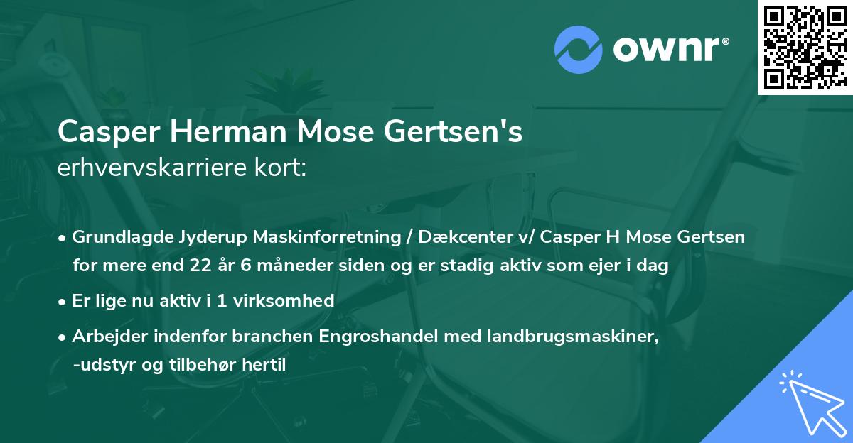 Casper Herman Mose Gertsen's erhvervskarriere kort