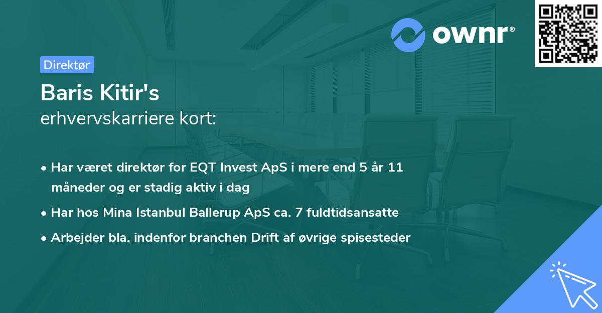 Baris Kitir's erhvervskarriere kort