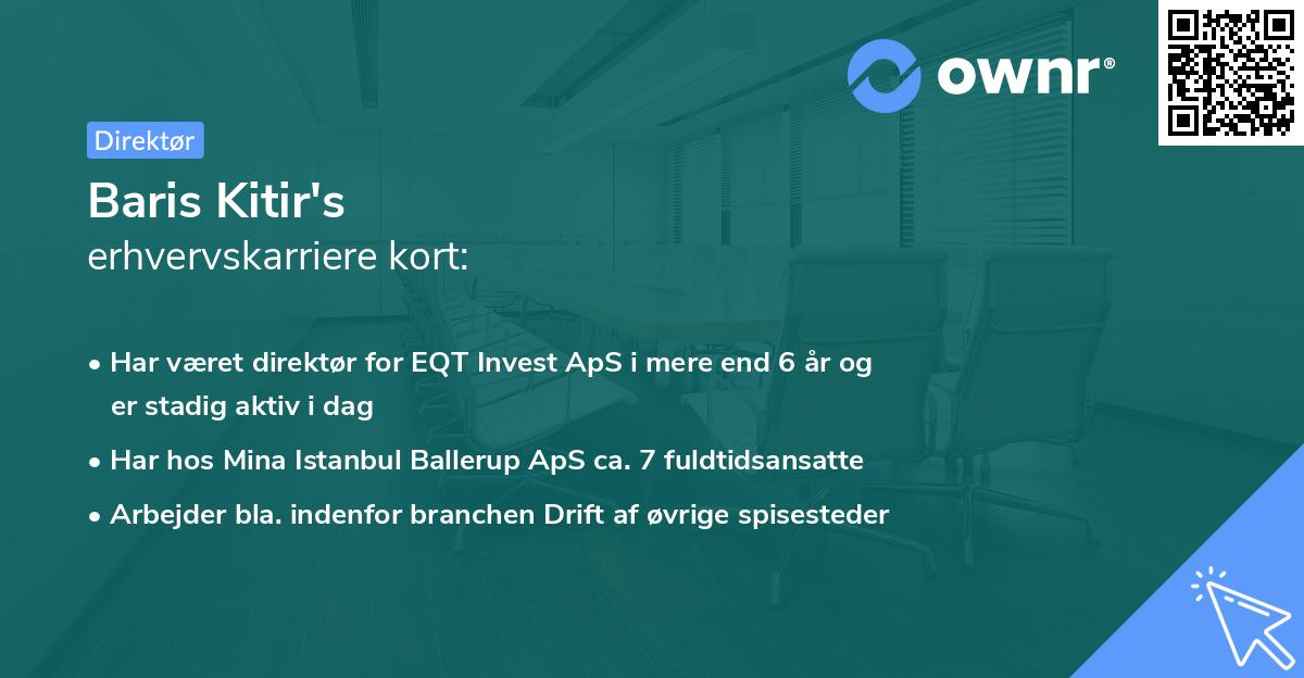 Baris Kitir's erhvervskarriere kort
