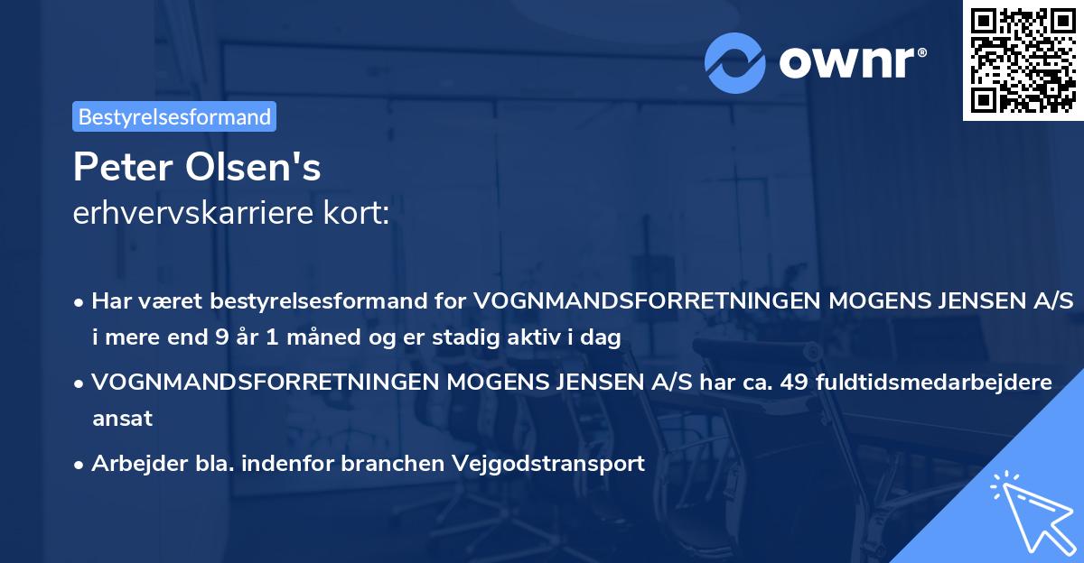 Peter Olsen's erhvervskarriere kort