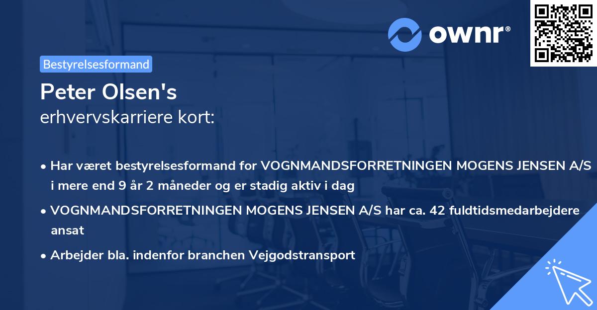 Peter Olsen's erhvervskarriere kort