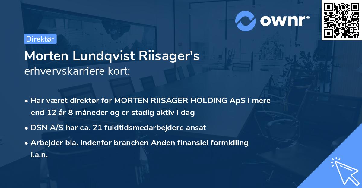 Morten Lundqvist Riisager's erhvervskarriere kort