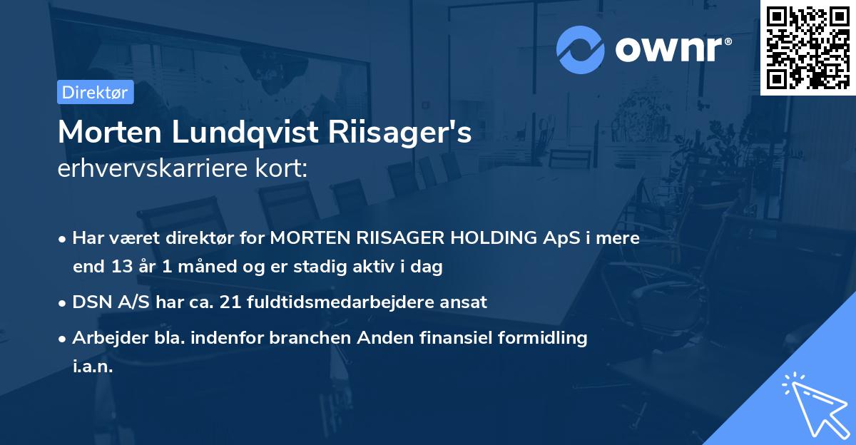Morten Lundqvist Riisager's erhvervskarriere kort