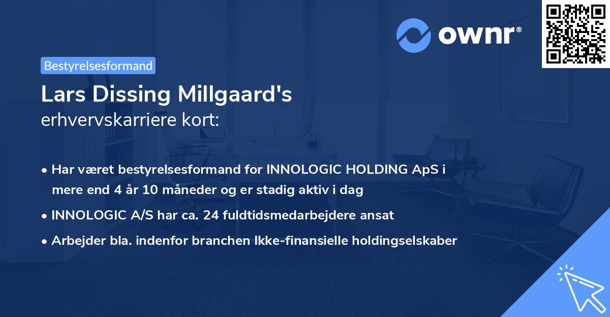 Lars Dissing Millgaard's erhvervskarriere kort