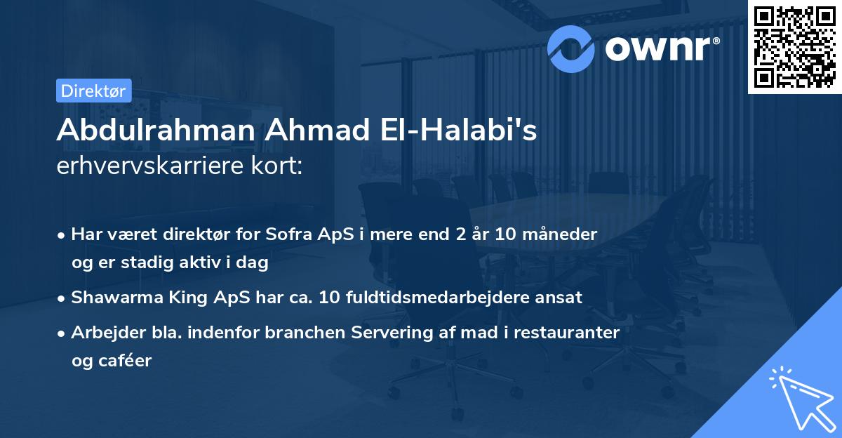 Abdulrahman Ahmad El-Halabi's erhvervskarriere kort