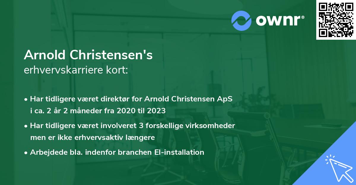 Arnold Christensen's erhvervskarriere kort
