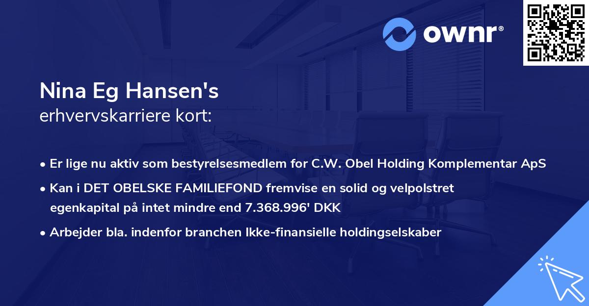 Nina Eg Hansen's erhvervskarriere kort