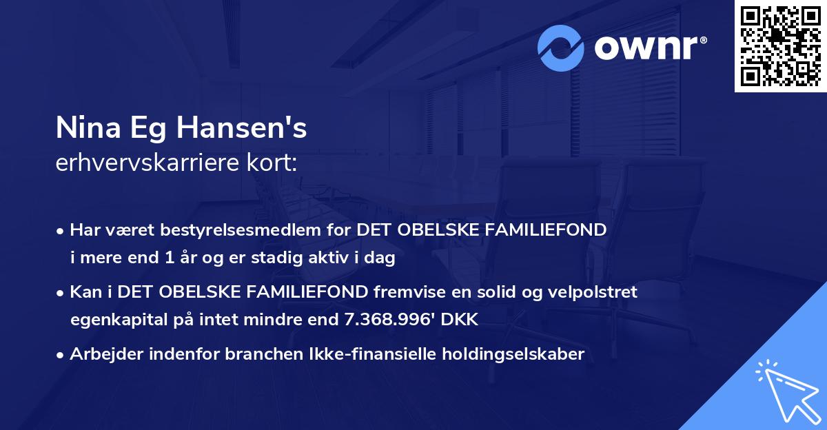 Nina Eg Hansen's erhvervskarriere kort