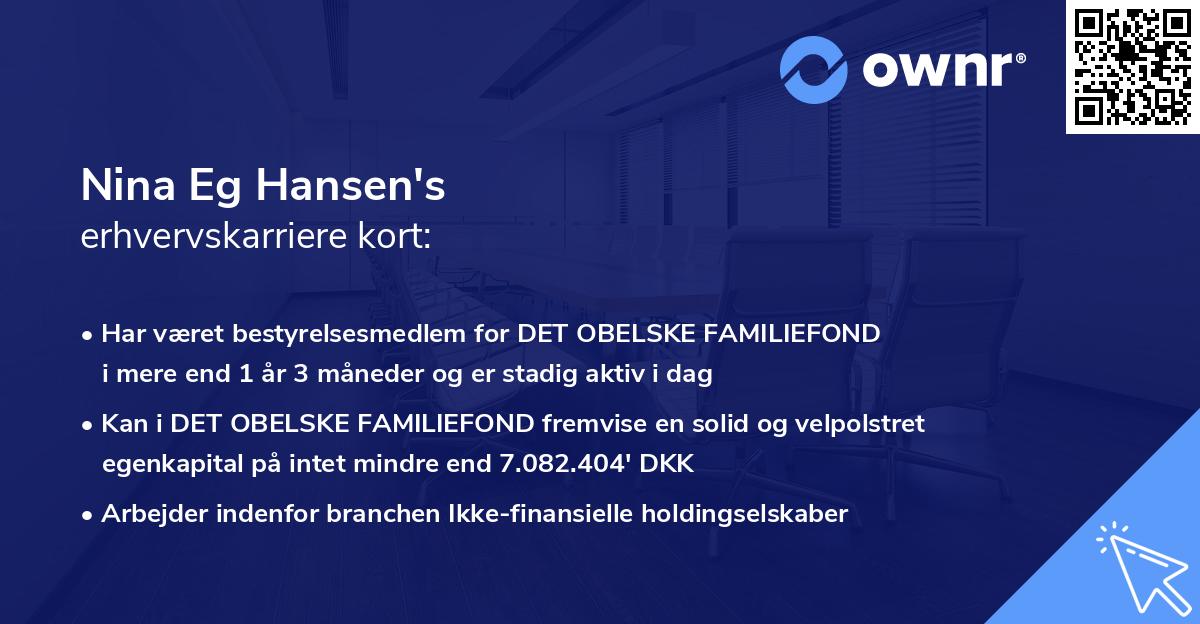 Nina Eg Hansen's erhvervskarriere kort