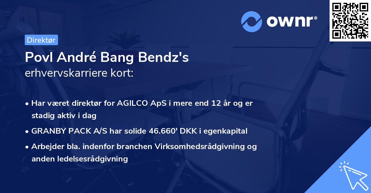 Povl André Bang Bendz's erhvervskarriere kort