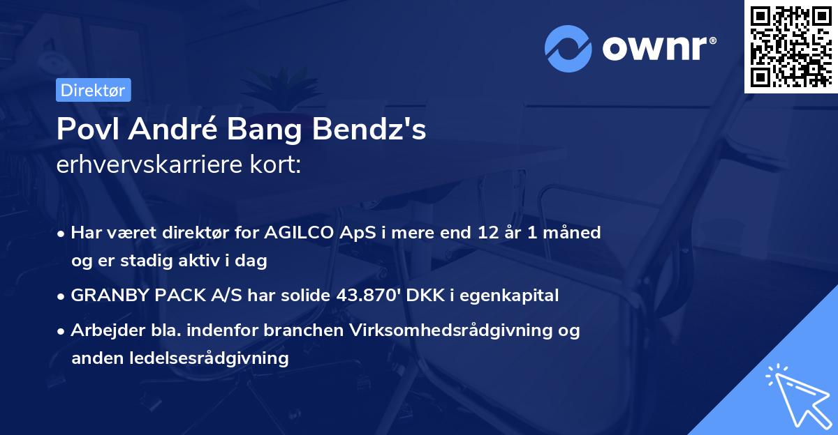 Povl André Bang Bendz's erhvervskarriere kort