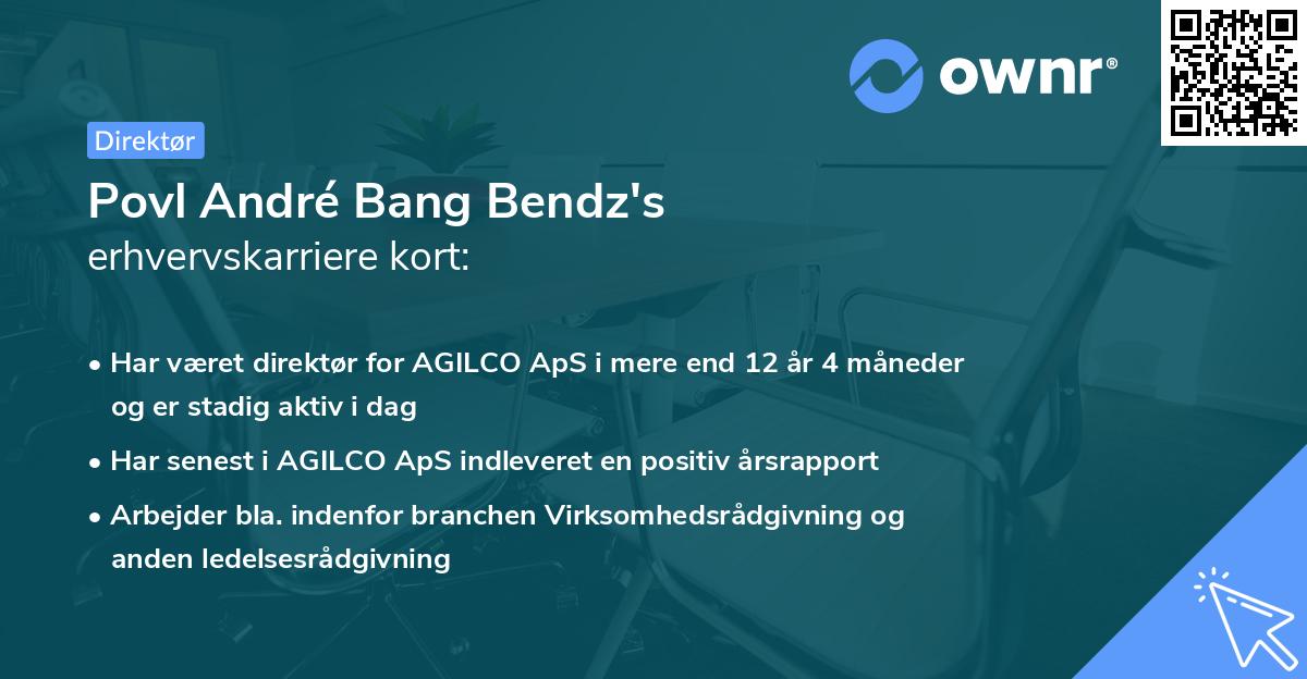 Povl André Bang Bendz's erhvervskarriere kort