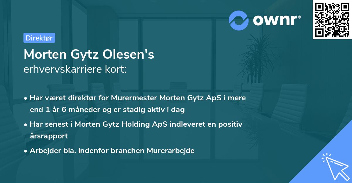 Morten Gytz Olesen's erhvervskarriere kort