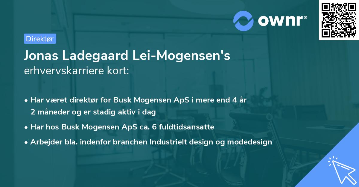 Jonas Ladegaard Lei-Mogensen's erhvervskarriere kort