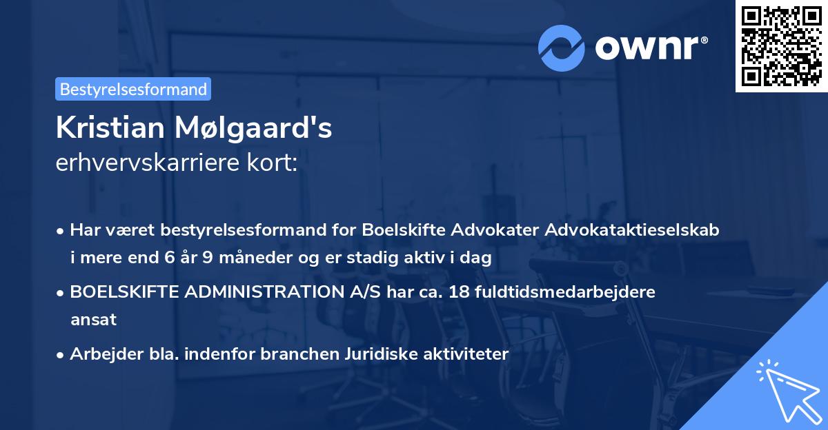 Kristian Mølgaard's erhvervskarriere kort