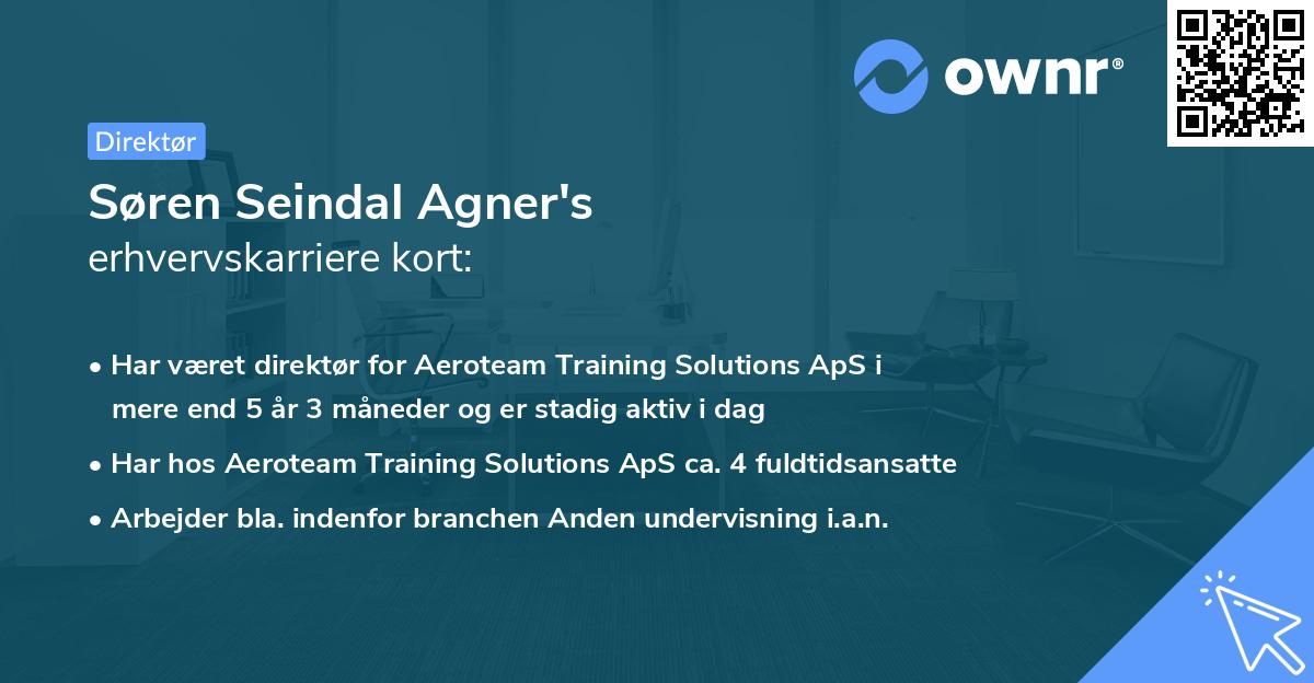 Søren Seindal Agner's erhvervskarriere kort