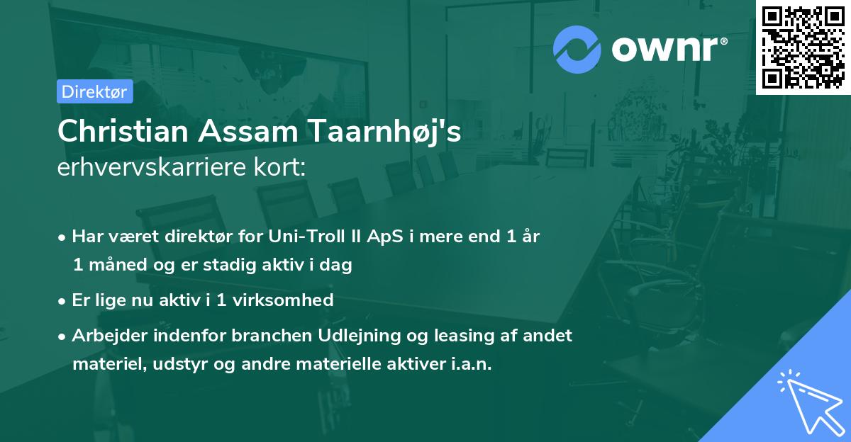 Christian Assam Taarnhøj's erhvervskarriere kort