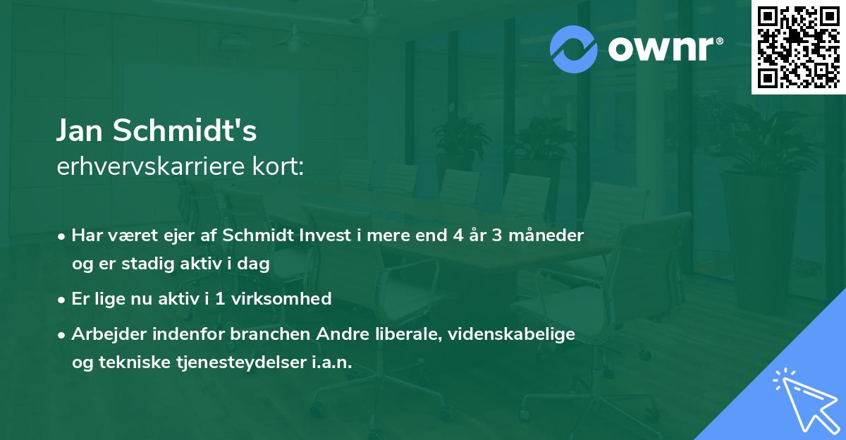 Jan Schmidt's erhvervskarriere kort