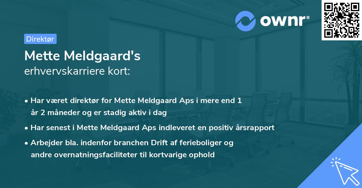 Mette Meldgaard's erhvervskarriere kort