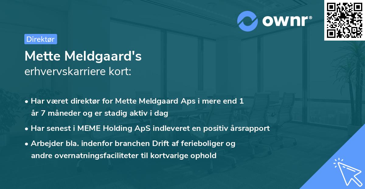 Mette Meldgaard's erhvervskarriere kort