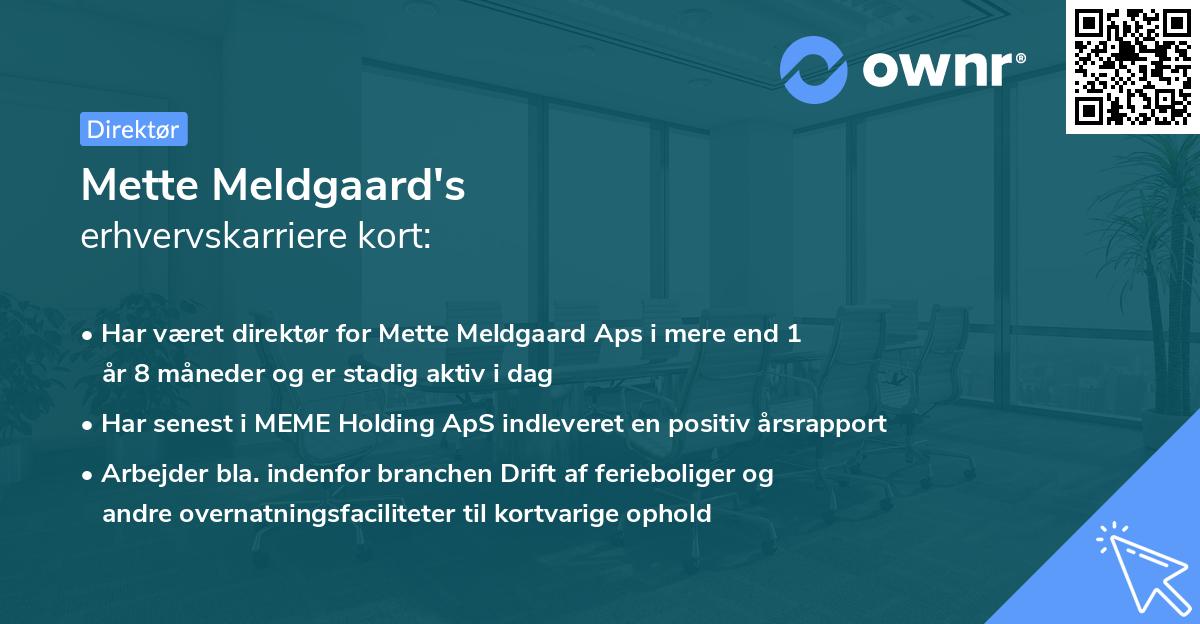 Mette Meldgaard's erhvervskarriere kort
