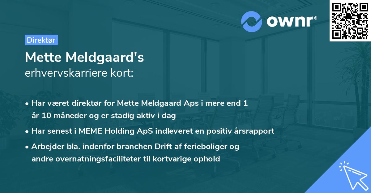 Mette Meldgaard's erhvervskarriere kort