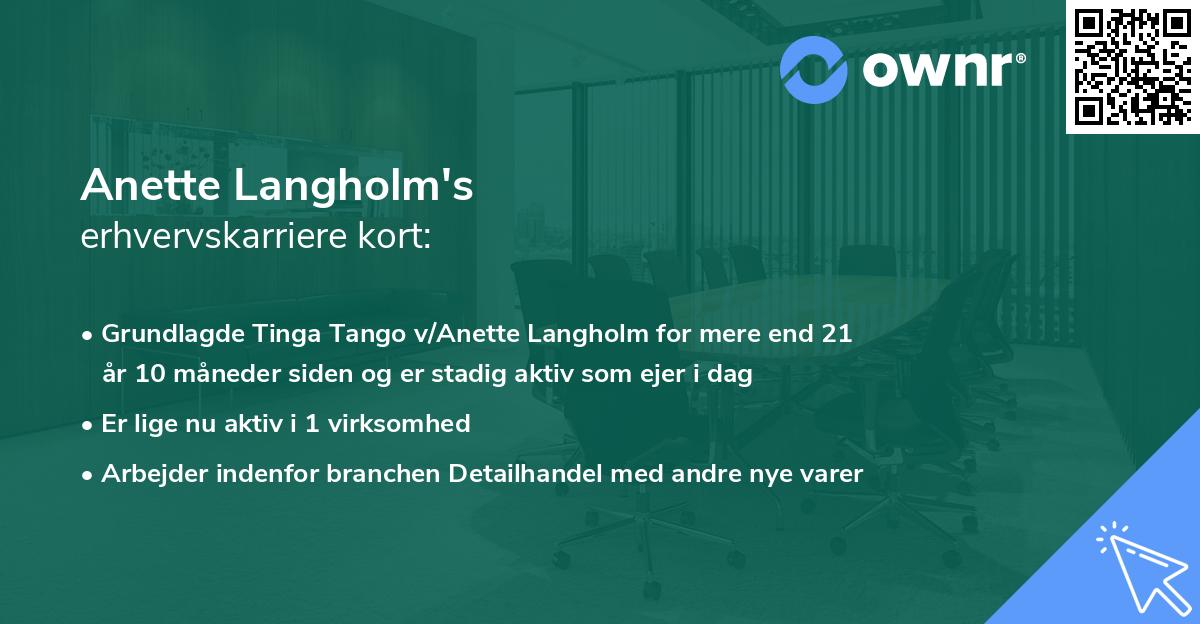 Anette Langholm's erhvervskarriere kort