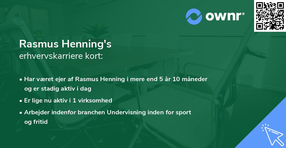 Rasmus Henning's erhvervskarriere kort