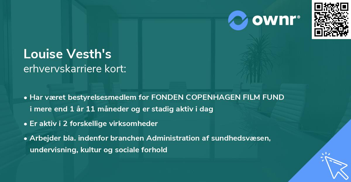 Louise Vesth's erhvervskarriere kort