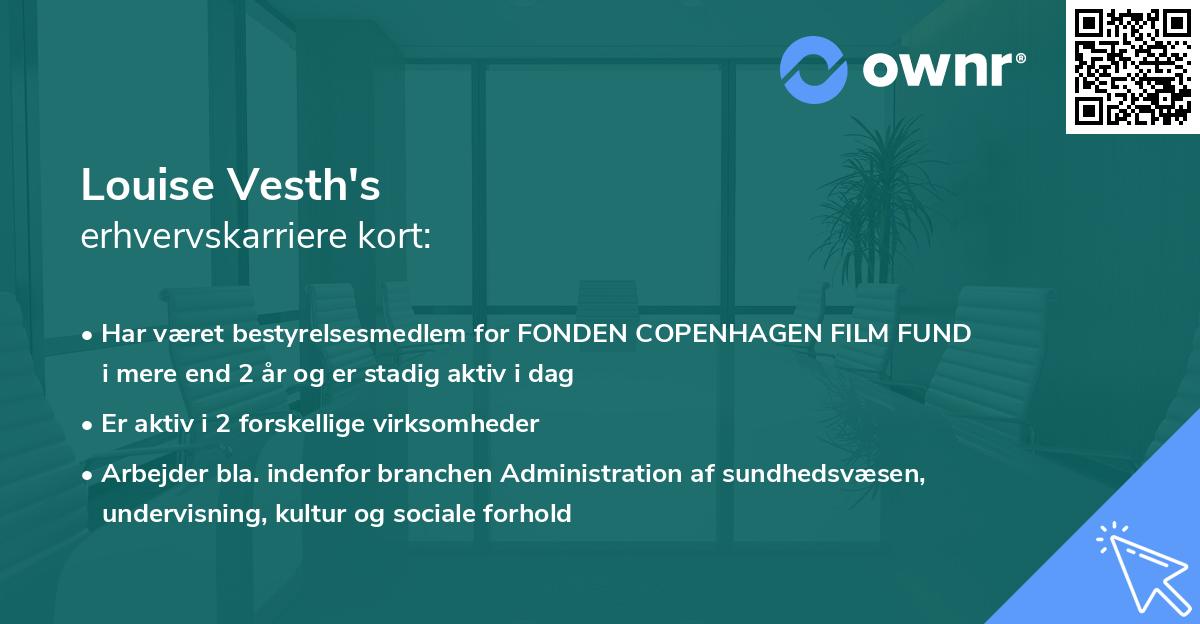 Louise Vesth's erhvervskarriere kort
